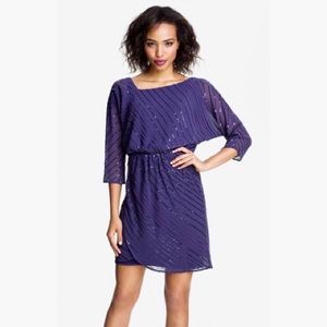 NWT Vince Camuto sequin stripe chiffon dress blue